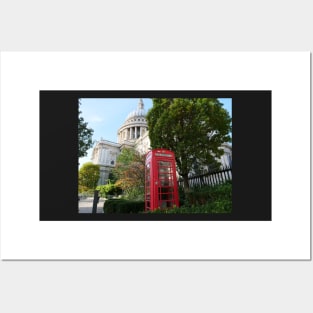 St Paul’s Cathedral and red telephone box Posters and Art
